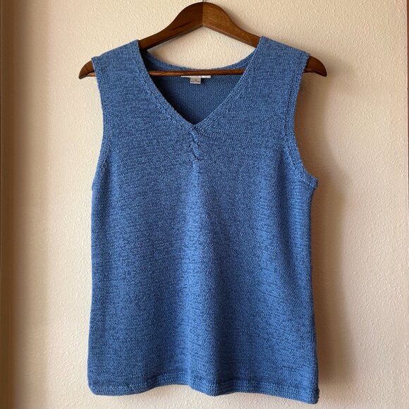 Pendleton Blue Vest Pendleton Blue Sleeveless Knit Top Stretch Size M Spring - Picture 2 of 10